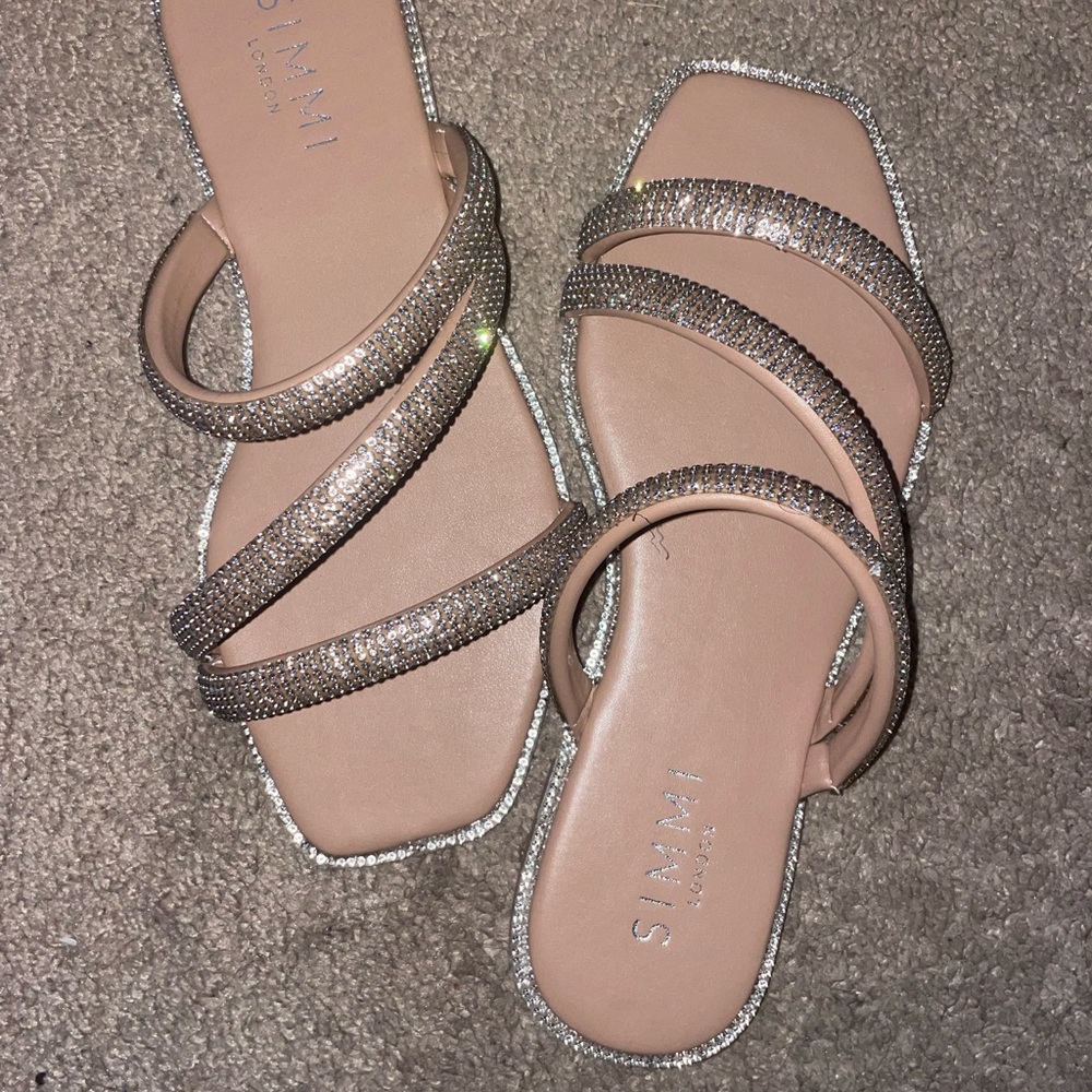 Simmi London Lainey Nude Diamante Strappy Sandals